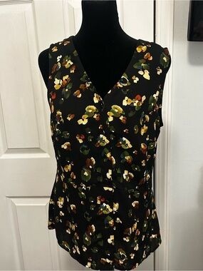 CAbi Black Floral-Print V-Neck Sleeveless Camisole